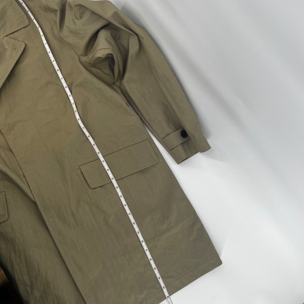 Charles‎ Tyrwhitt Mens 46R Tan Khaki Car Coat Italian Fabric Hidden Button Plaid - Picture 8 of 11
